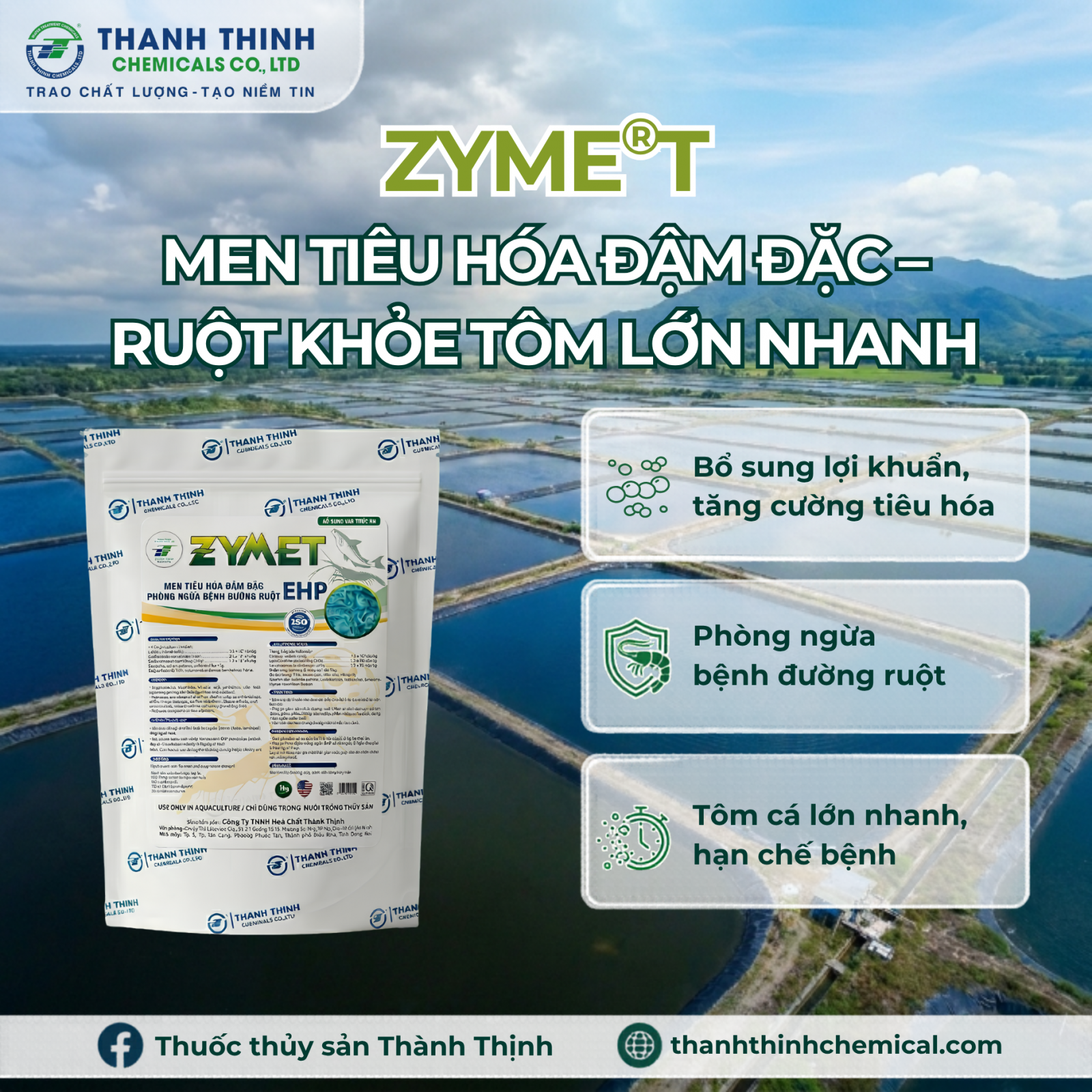 Gói 1kg thành phẩm c enzyme cao cấp ZYME®T của Công ty Thành Thịnh được phân phối rộng rãi tại các đại lý