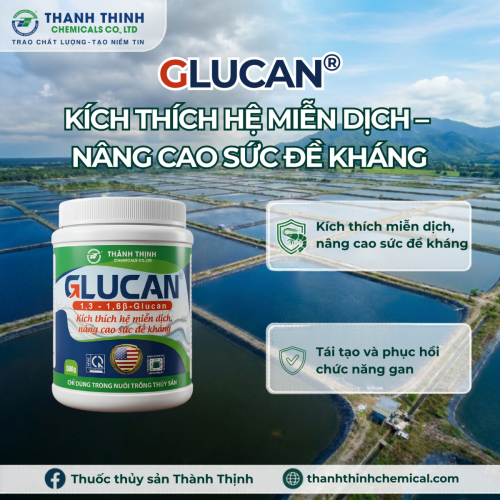 GLUCAN® (500 g/hủ) - Kích thích hệ miễn dịch, nâng cao sức đề kháng, phục hồi chức năng gan, giúp tôm cá phát triển tốt